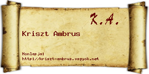 Kriszt Ambrus névjegykártya